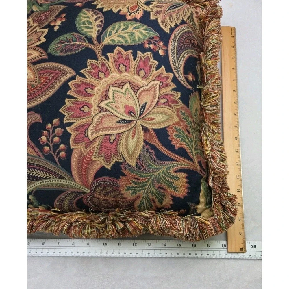 Valentina‎ Onyx Jacobean Floral Pillow Fringe French 17